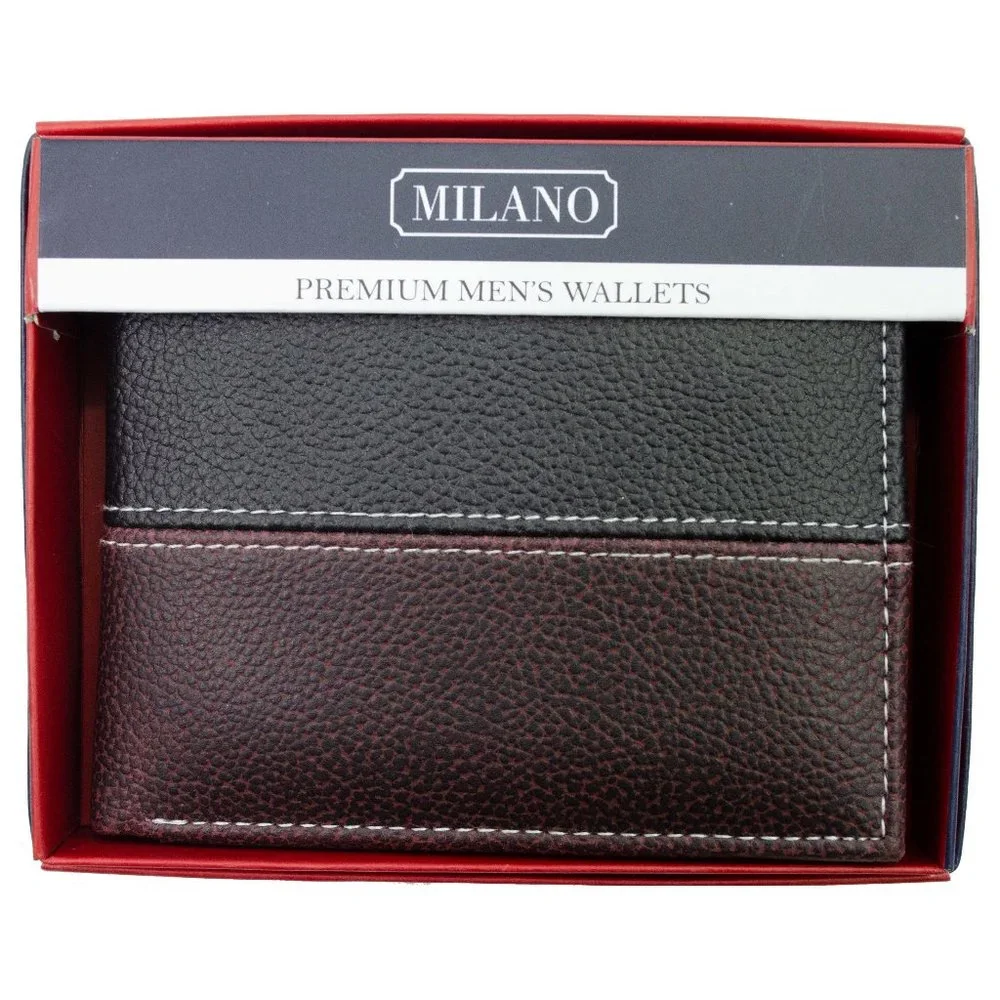 Mens Bifold Vegan Leather Wallet in Gift Box
